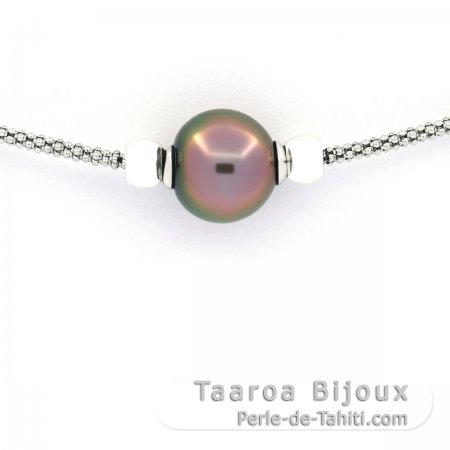 Bracelet en Argent et 1 Perle de Tahiti Semi-Baroque A 11 mm