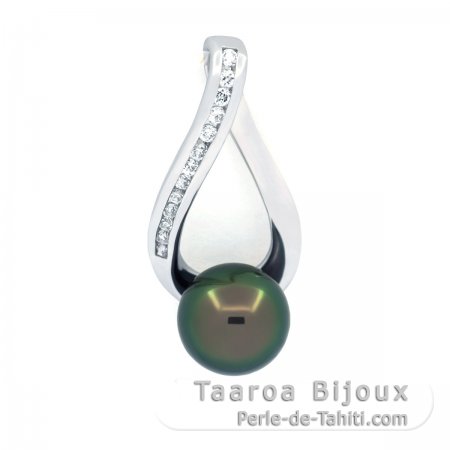 Pendentif en Argent et 1 Perle de Tahiti Ronde C 8 mm