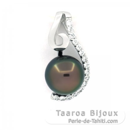 Pendentif en Argent et 1 Perle de Tahiti Ronde C 8.3 mm