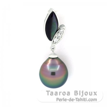Pendentif en Argent et 1 Perle de Tahiti Semi-Baroque B 9.8 mm