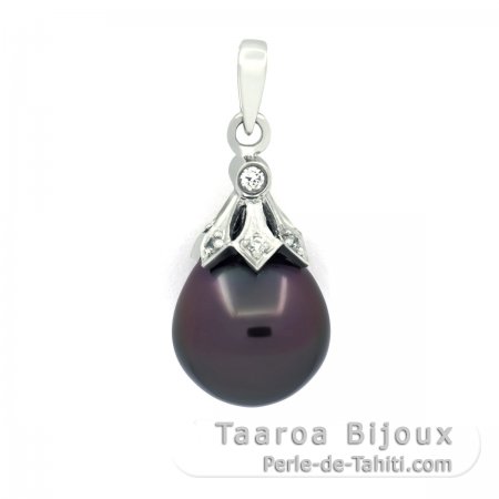 Pendentif en Argent et 1 Perle de Tahiti Semi-Baroque B 9.3 mm
