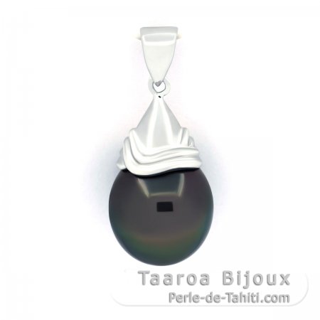 Pendentif en Argent et 1 Perle de Tahiti Semi-Baroque C 11.8 mm