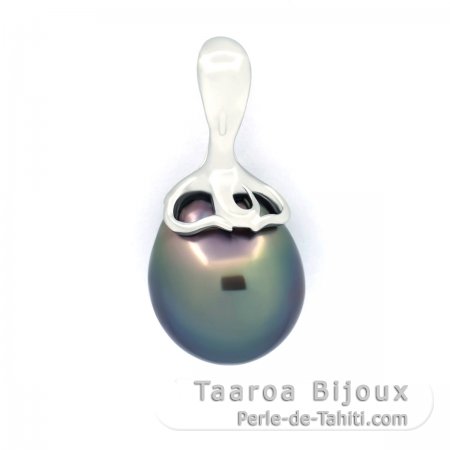 Pendentif en Argent et 1 Perle de Tahiti Baroque B 9.9 mm