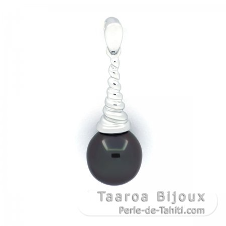 Pendentif en Argent et 1 Perle de Tahiti Semi-Baroque C 8.7 mm