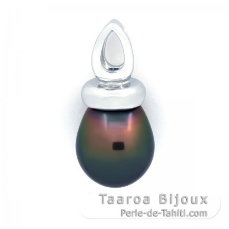 Pendentif en Argent et 1 Perle de Tahiti Semi-Baroque B 9.9 mm