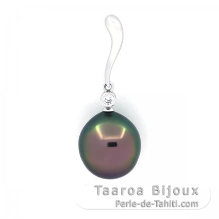 Pendentif en Argent et 1 Perle de Tahiti Semi-Baroque B/C 11.6 mm