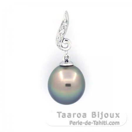 Pendentif en Argent et 1 Perle de Tahiti Semi-Baroque B 9.7 mm