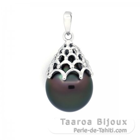 Pingente em Prata e 1 Prola do Tahiti Semi-Barroca C 10.7 mm