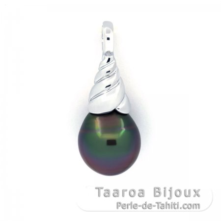 Pendentif en Argent et 1 Perle de Tahiti Semi-Baroque C 9.7 mm