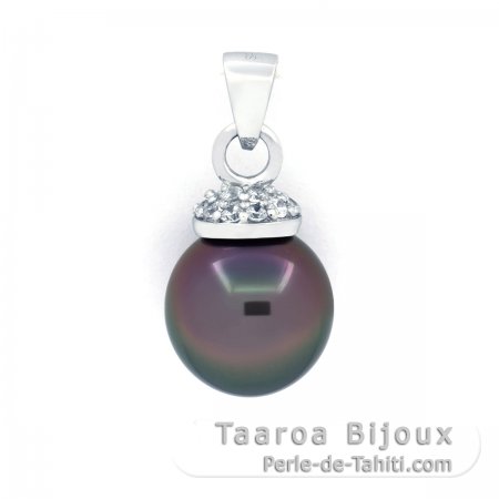 Pendentif en Argent et 1 Perle de Tahiti Semi-Baroque B 10.8 mm