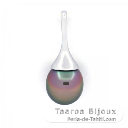 Pendentif en Argent et 1 Perle de Tahiti Semi-Baroque B 11.2 mm