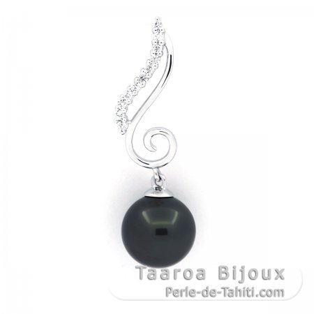 Pendentif en Argent et 1 Perle de Tahiti Ronde C 9.5 mm