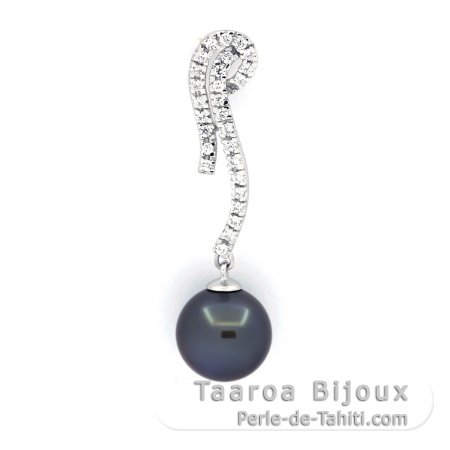 Pendentif en Argent et 1 Perle de Tahiti Ronde C 9.7 mm