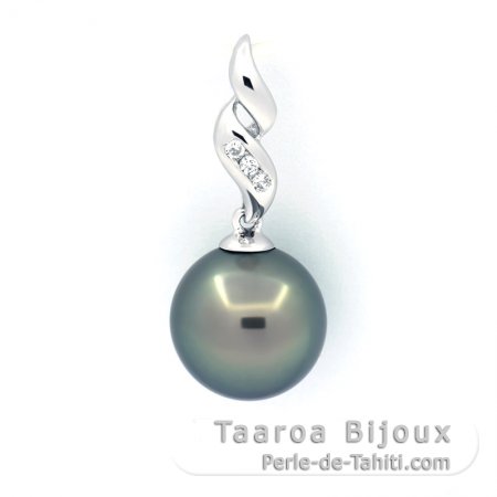 Pendentif en Argent et 1 Perle de Tahiti Ronde C 10.7 mm