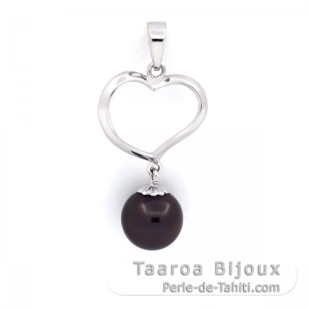 Pendentif en Argent et 1 Perle de Tahiti Ronde C 8.5 mm