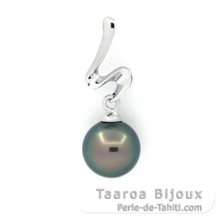 Pendentif en Argent et 1 Perle de Tahiti Ronde C 8.7 mm