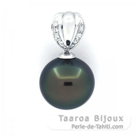 Pendentif en Argent et 1 Perle de Tahiti Semi-Ronde C 12.5 mm