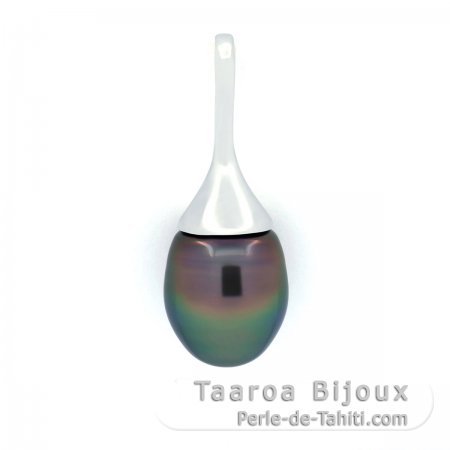 Pendentif en Argent et 1 Perle de Tahiti Semi-Baroque B/C 11 mm
