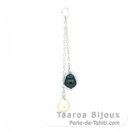 Pendentif en Argent et 2 keishis de Tahiti