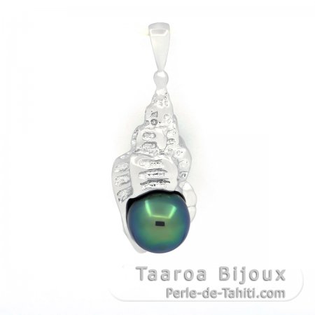Pendentif en Argent et 1 Perle de Tahiti Semi-Baroque B+ 8.3 mm
