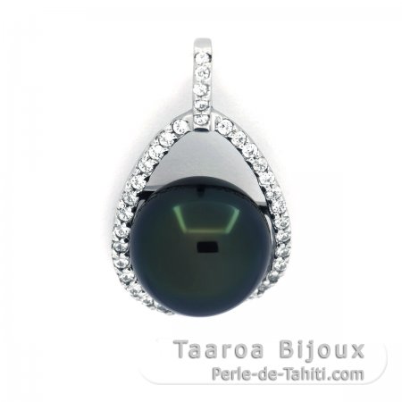 Pendentif en Argent et 1 Perle de Tahiti Semi-Baroque B 10.1 mm