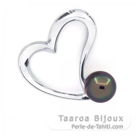 Pingente em Prata e 1 Prola do Tahiti Semi-Barroca C 9.2 mm