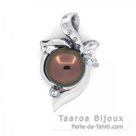 Pendentif en Argent et 1 Perle de Tahiti Semi-Baroque C 9.9 mm
