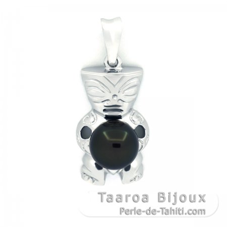 Pendentif en Argent et 1 Perle de Tahiti Semi-Ronde C 8.7 mm