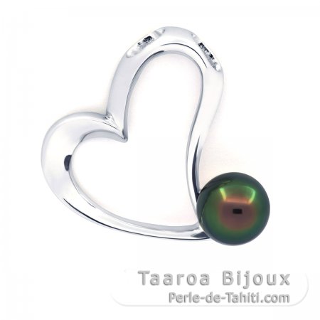 Pendentif en Argent et 1 Perle de Tahiti Semi-Baroque C 9.1 mm