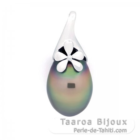 Pendentif en Argent et 1 Perle de Tahiti Semi-Baroque C 11.6 mm