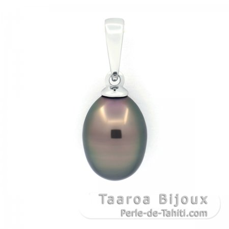 Pendentif en Argent et 1 keishi de Tahiti