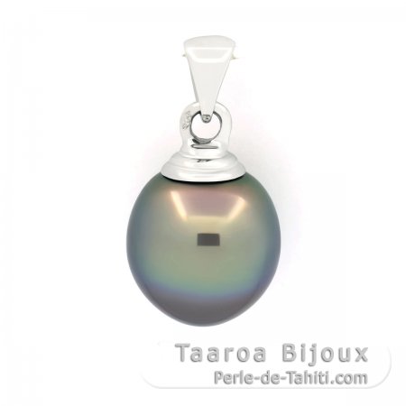 Pendentif en Or blanc 18K et 1 Perle de Tahiti Semi-Baroque A 12.2 mm