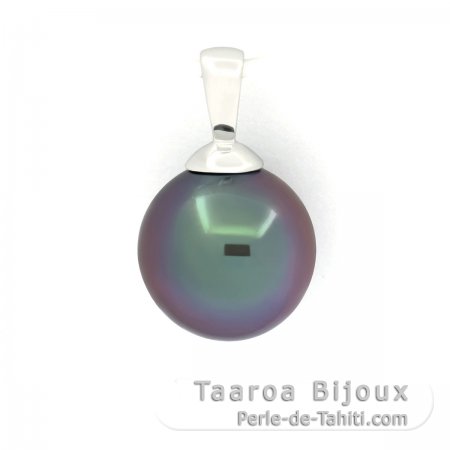 Pendentif en Or blanc 18K et 1 Perle de Tahiti Semi-Ronde B 9.6 mm