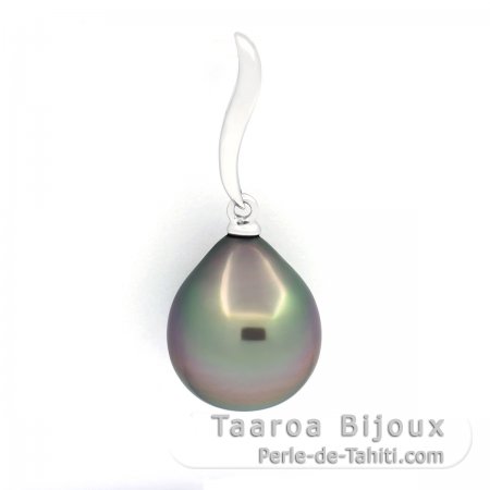 Pendentif en Or blanc 18K et 1 Perle de Tahiti Semi-Baroque A 10.9 mm