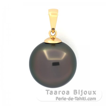 Pendentif en Or 18K et 1 Perle de Tahiti Ronde B 12.6 mm