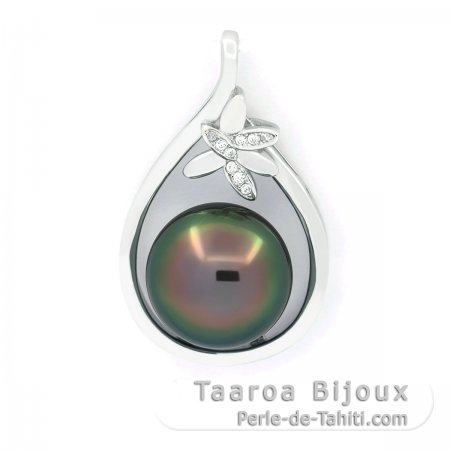 Pendentif en Argent et 1 Perle de Tahiti Semi-Baroque B 11.7 mm