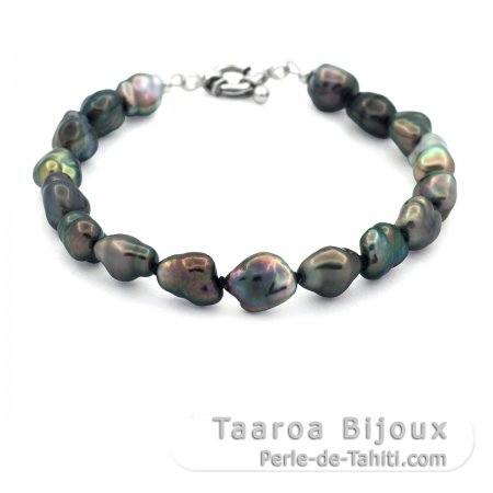 Bracelet de 17 Keishis de Tahiti et Argent .925