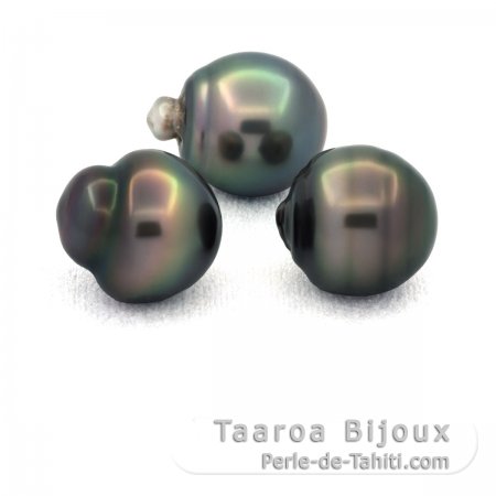 Lot de 3 Perles de Tahiti Cercles C de 11.6  11.8 mm