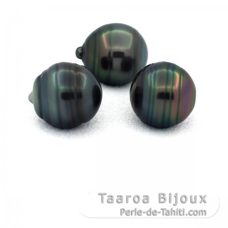 Lot de 3 Perles de Tahiti Cercles C de 11.5  11.8 mm