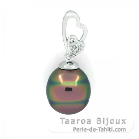 Pendentif en Argent et 1 Perle de Tahiti Cercle B/C 10.6 mm