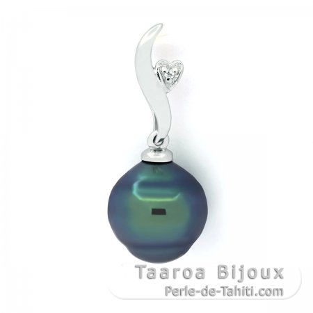 Pendentif en Argent et 1 Perle de Tahiti Cercle B+ 9.7 mm