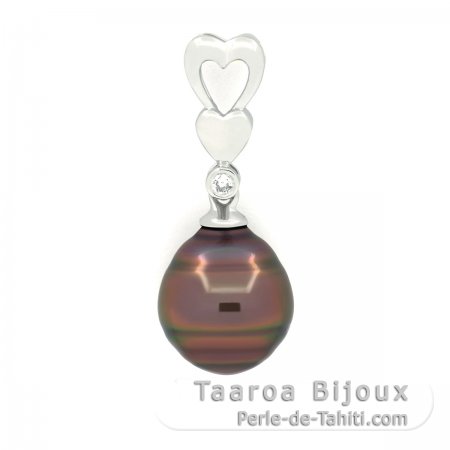 Pendentif en Argent et 1 Perle de Tahiti Cercle B+ 9.8 mm