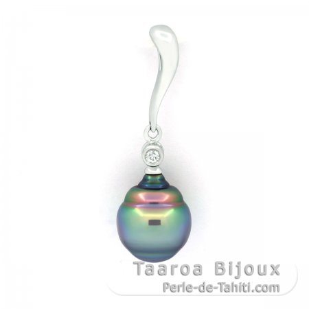 Pendentif en Argent et 1 Perle de Tahiti Cercle B+ 9.1 mm