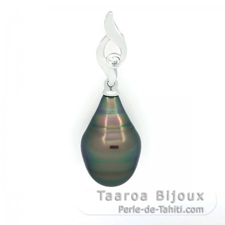 Pendentif en Argent et 1 Perle de Tahiti Cercle C 11.3 mm