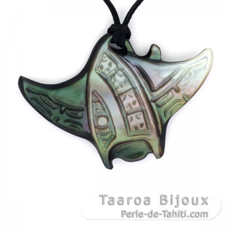 Pendentif Raie Manta en nacre de Tahiti