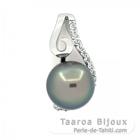 Pendentif en Argent et 1 Perle de Tahiti Ronde C 9.1 mm