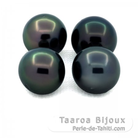 Lot de 4 Perles de Tahiti Semi-Rondes C/D de 9  9.3 mm