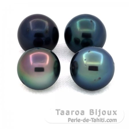 Lot de 4 Perles de Tahiti Rondes D de 9  9.2 mm