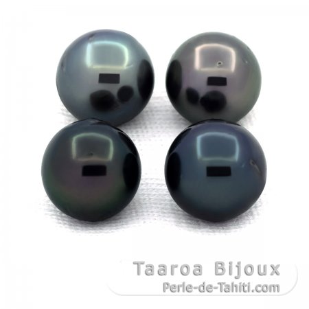 Lot de 4 Perles de Tahiti Rondes D de 9.1  9.3 mm