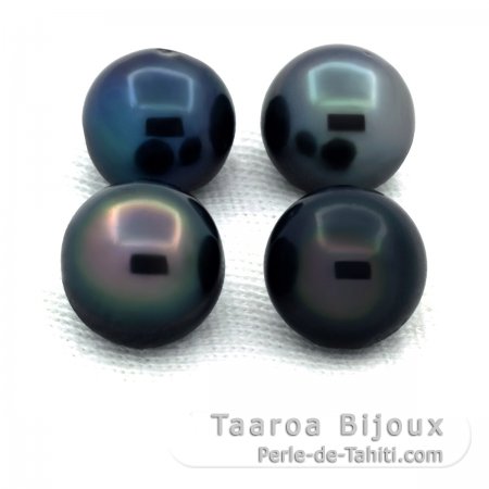 Lot de 4 Perles de Tahiti Semi-Baroques C/D de 8.5  8.9 mm
